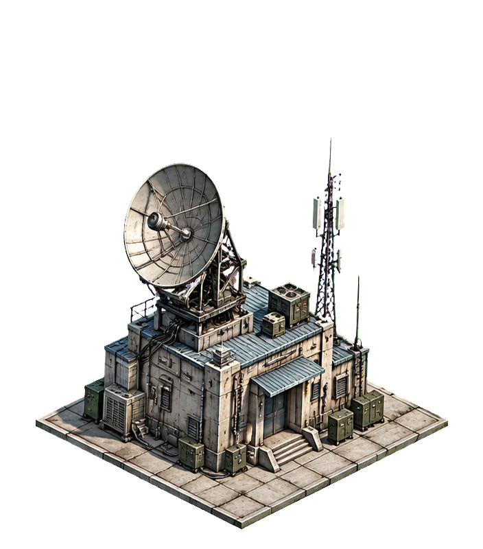 Radar Station at the fortified stage, a rotating dish on a concrete base
